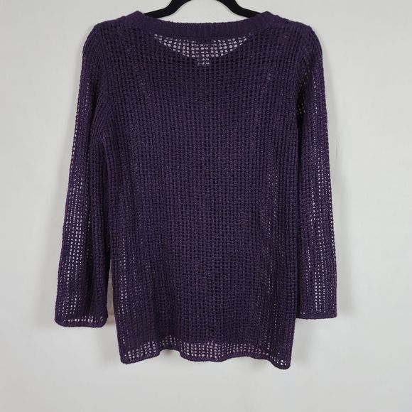 Karen Hart purple open knit sweater square knit size S tunic - Picture 6 of 6